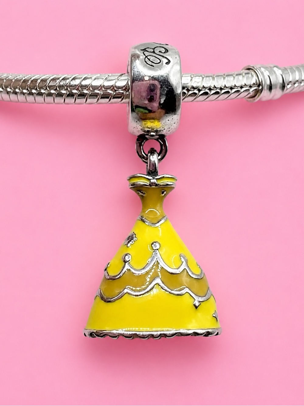 Pandora Disney Belle Beauty & the Beast Dress Dangle Charm Yellow